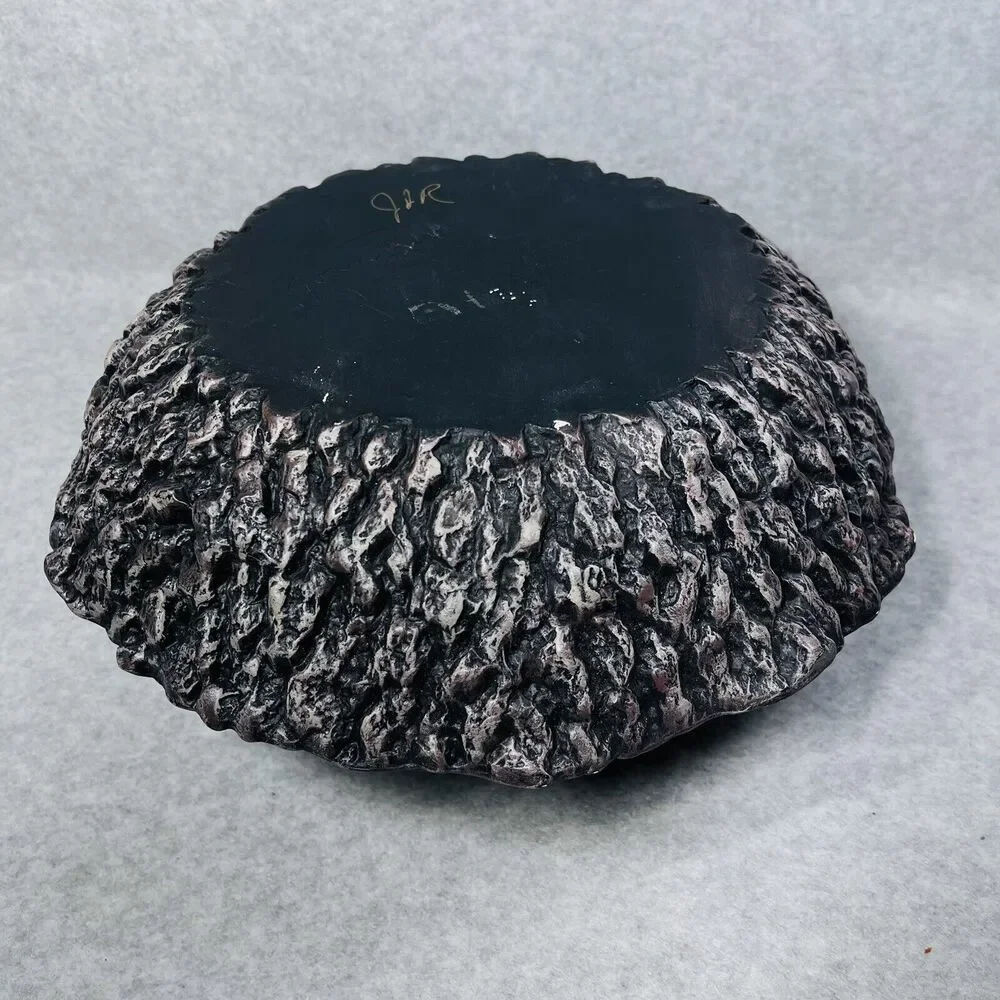 Studio Art Woodland Vase Pottery Bark Base Artist Signed‎ Cabin Elk Life Ceramic